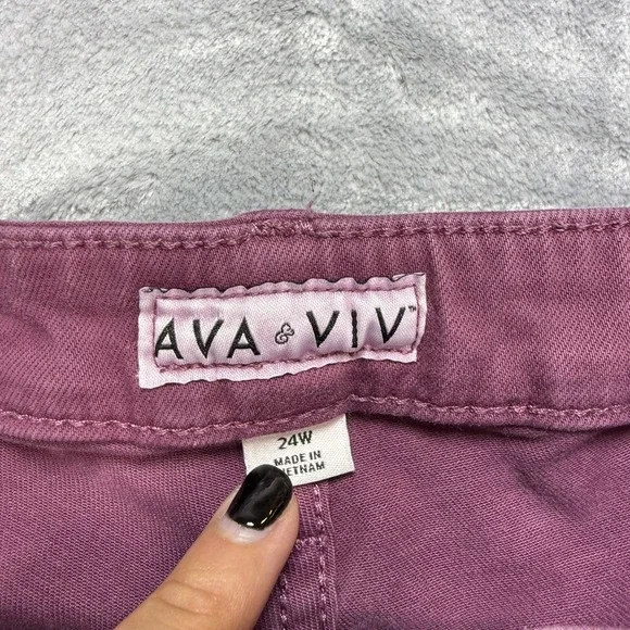 Ava & Viv Pants Womens 24W Purple Stretch Casual Comfort Straight Leg Denim - Picture 5 of 6